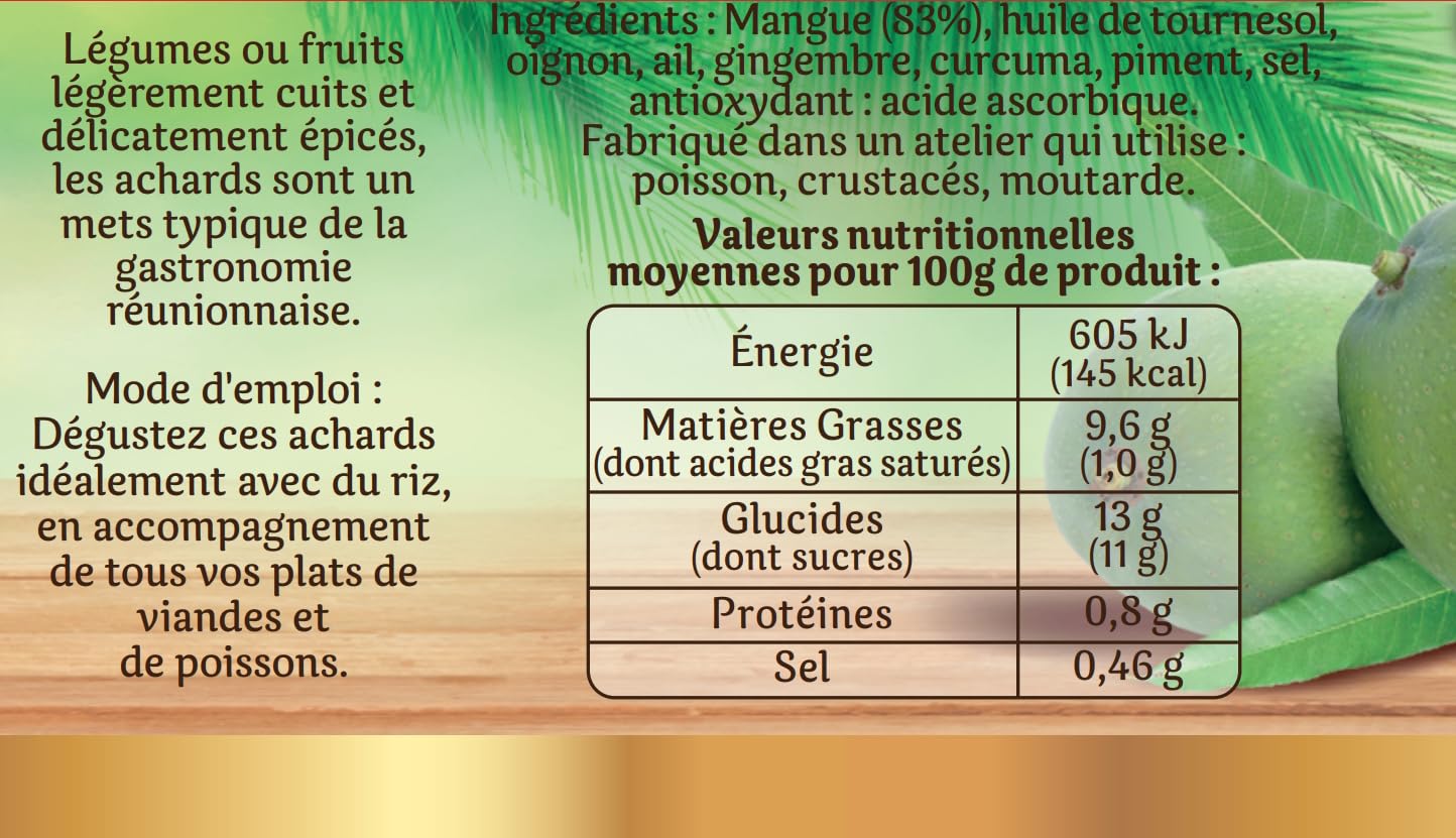ROYAL BOURBON - Ile de la Réunion - Achards Pot en verre de 200g :