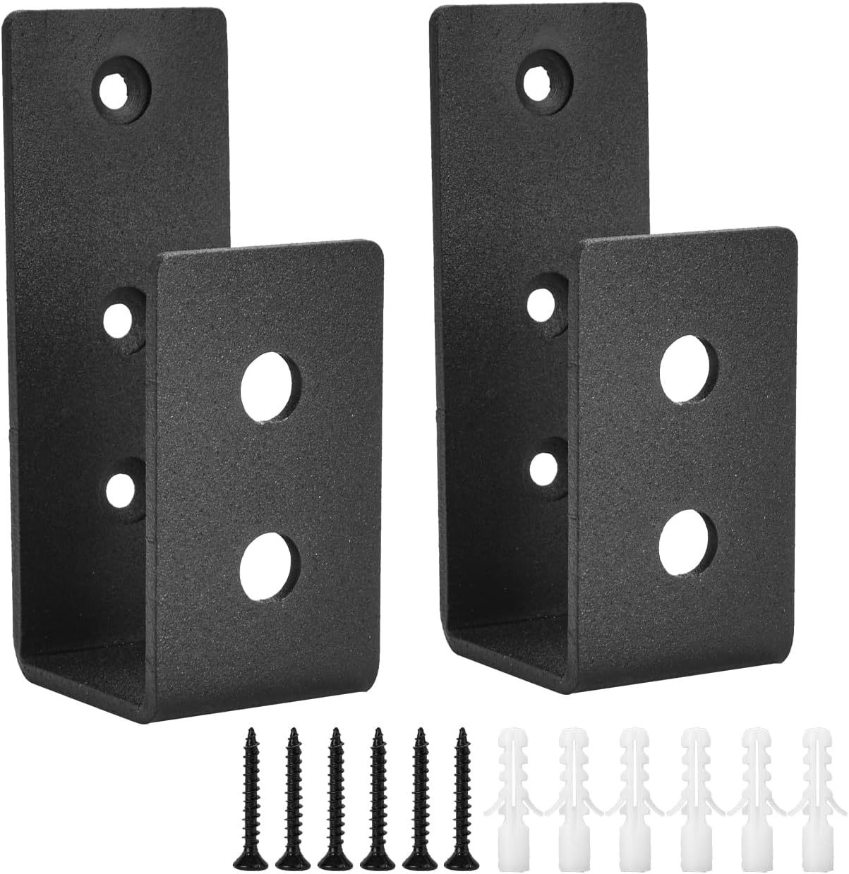 2x4 Door Barricade Brackets, Set of 2 Heavy Duty Carbon Steel Door Bar Brackets for Home Security, Door Lock Brackets for Warehouse Basement Barn Garage 2 PCS Black