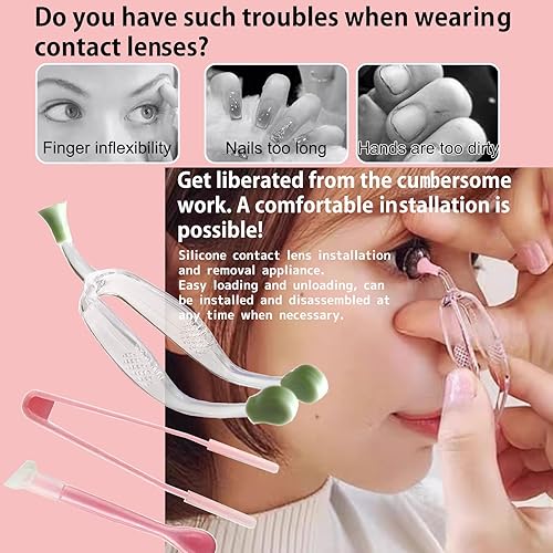 Miniatura 2 de Herramienta de inserción y extracción de lentes de contacto suave, pinzas con punta suave, juego de estuche de herramientas portátil para lentes de