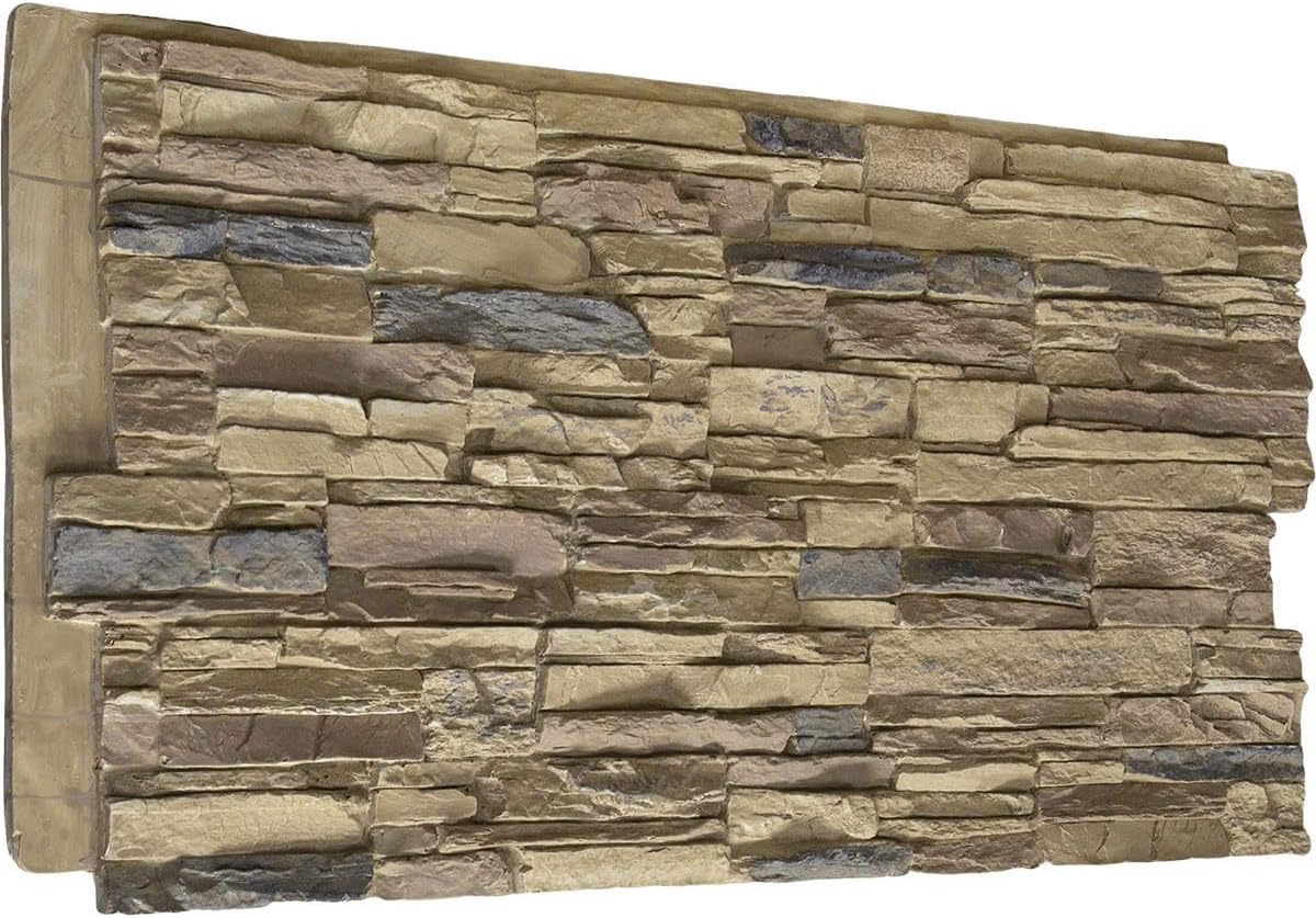 Ekena Millwork Canyon Ridge Stacked Stone Faux Siding Panel 45 3/4"W x 24 1/2"H Colfax - Easy DIY StoneWall Panels