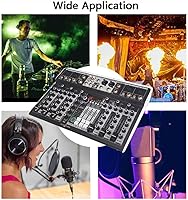 Vista 7 de Mezclador DJ 8 canales Mezclador de audio profesional Mezclador de interfaz de audio USB Bluetooth mezcla 48V Phantom Power Stereo Sound Board