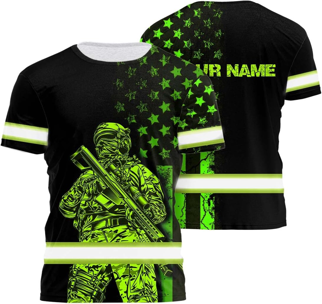 Eagle US Flag High Visibility Shirt for Men Hi Vis Shirt Custom Name Class 3 Reflective Safety Shirts Workwear