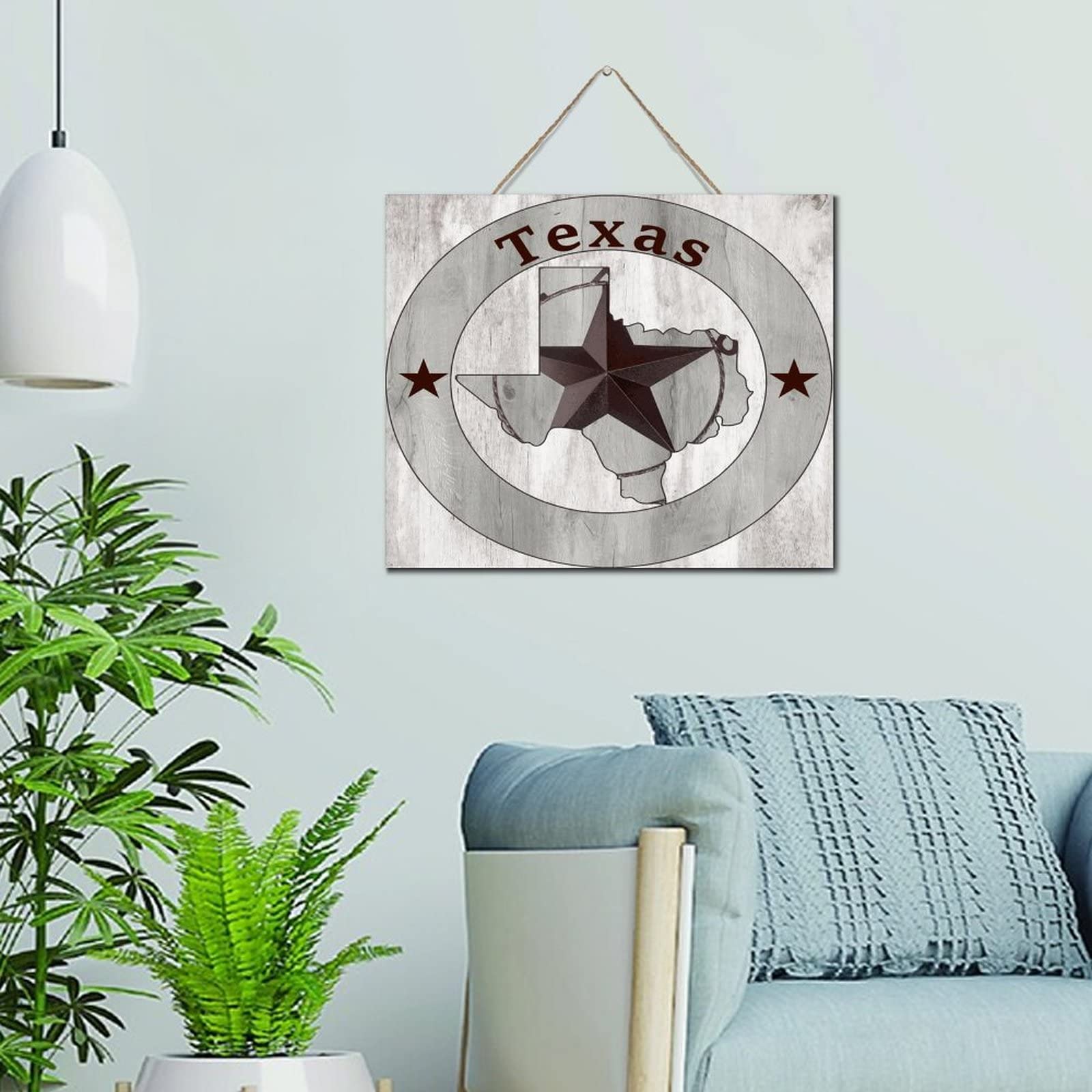 Décoration murale Texas en bois rustique 25x30 cm pour salon - 6