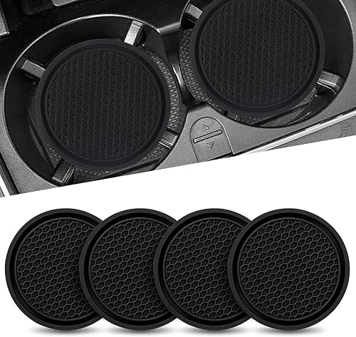 Eratus 4 posavasos antideslizantes para consola central de automóvil, diseño de panal de abeja 3D, 2.77 x 0.23 pulgadas, portátil, grueso, PVC,