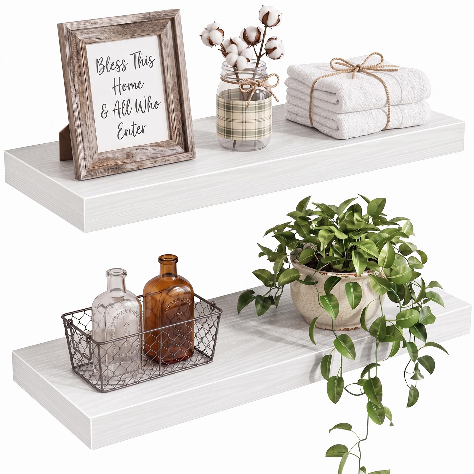 Fixwal Floating Shelves - White, Set of 2 -1 Fixwal Floating Shelves - White, Set of 2 -1