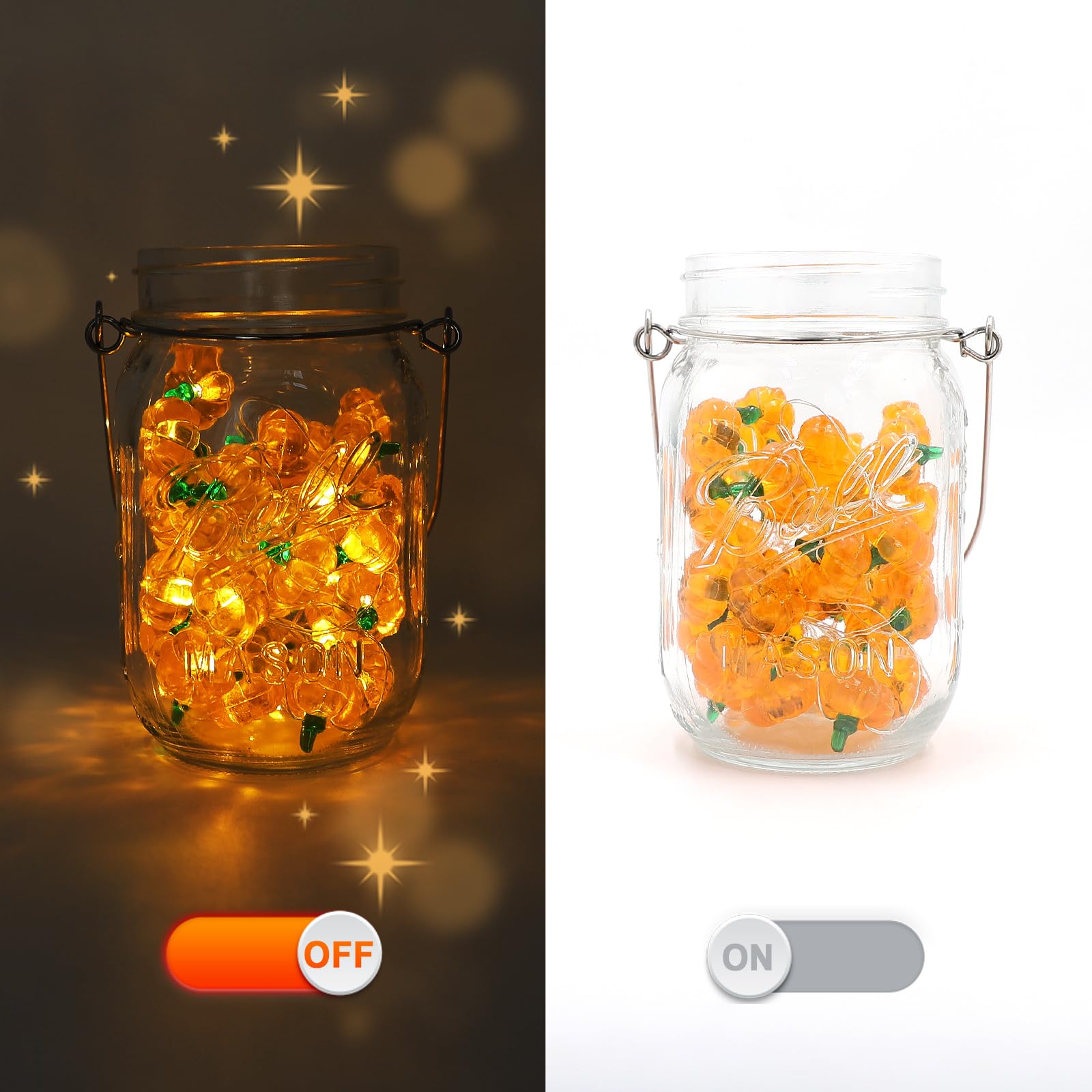 Btfarm Halloween Kürbis Lichterkette 2m - 20 LED Mit Timer Für Grusel-Deko