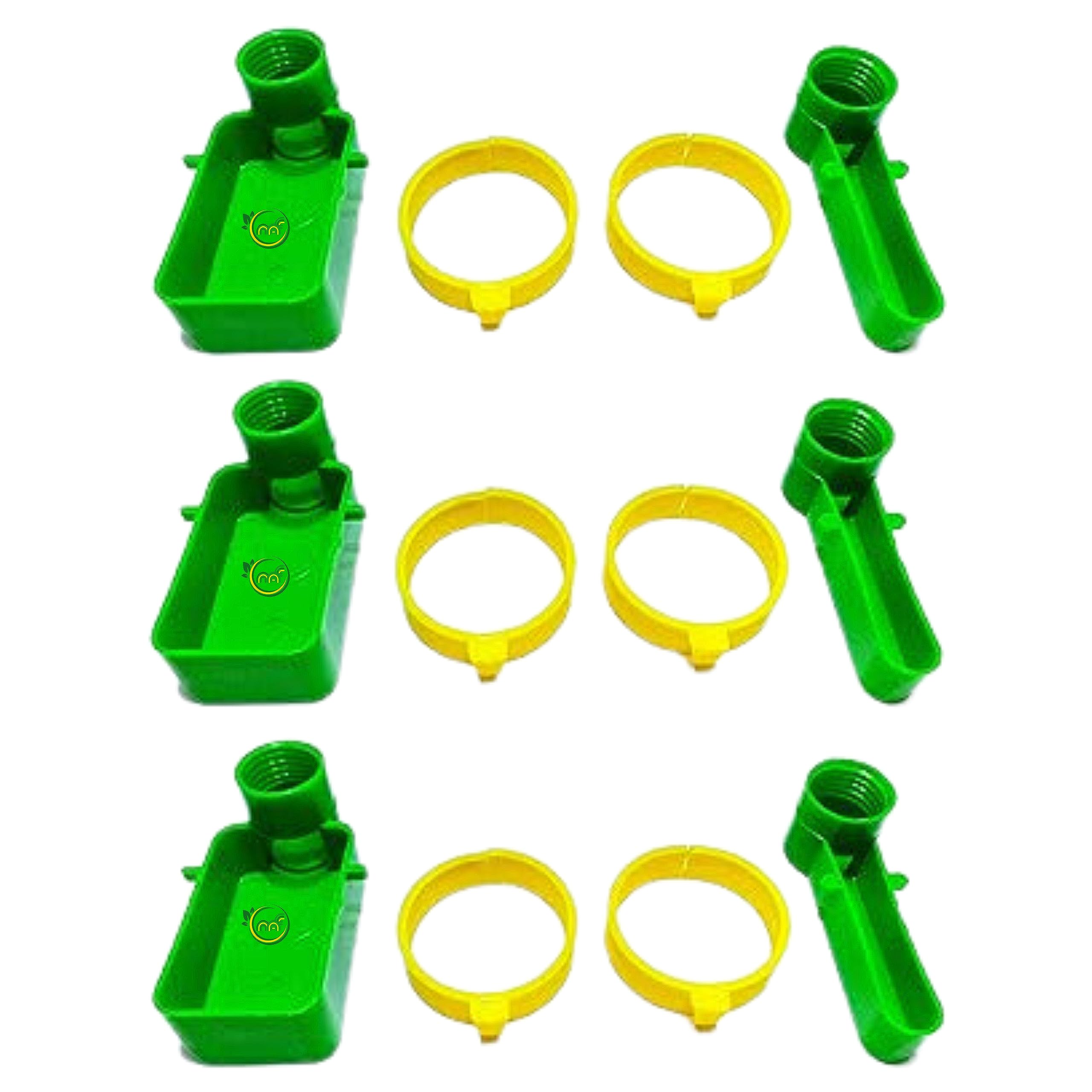 Bird Cage Drinker and Feeder (Pack of 3) Bird Feeder for Any Bottle Fit Green/Yellow Random Color, Bottle Holder Free-image-7