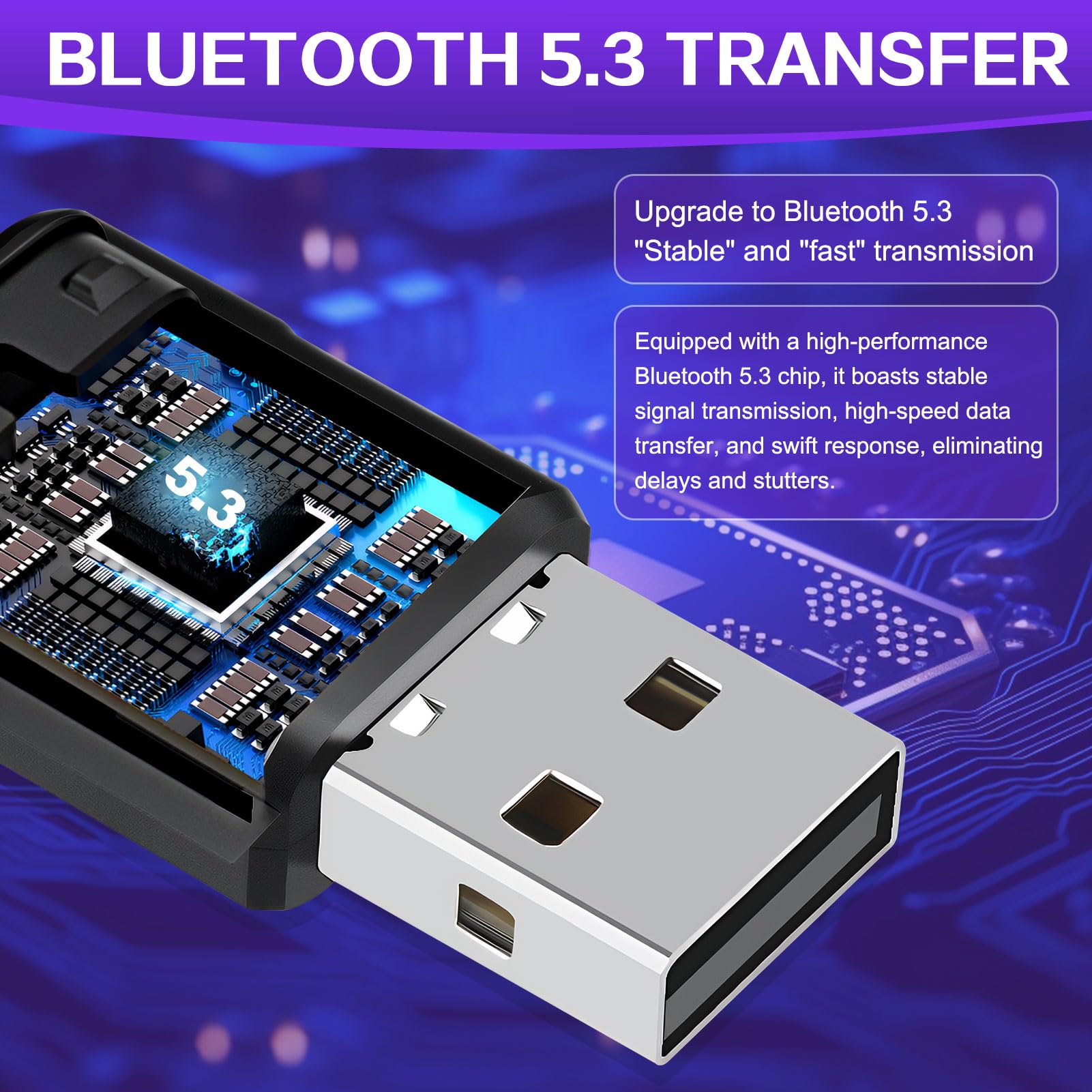 Adattatore USB Bluetooth 5.3 per PS5/PS4/SwitchConsole/PC, Dongle Dual Accoppiamento a bassa latenza Chiave Trasmettitore Ricevitore Audio Wireless per Windows/Macos/Cuffie/Altoparlanti