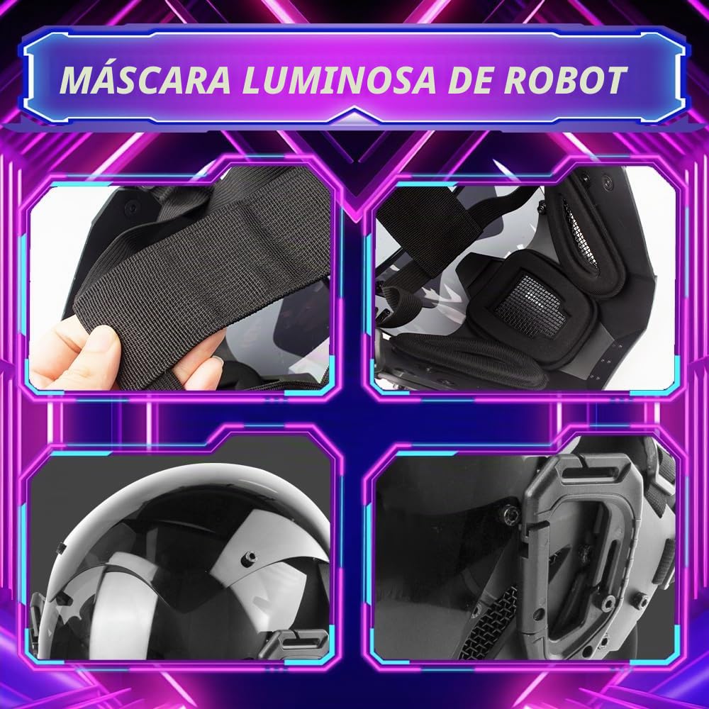 Máscara Cyberpunk, máscara de Cyberpunk con tecnología futurista, casco cyberpunk para adultos, fiesta de Halloween, máscara de cosplay para fiestas, música, festivales, accesorios