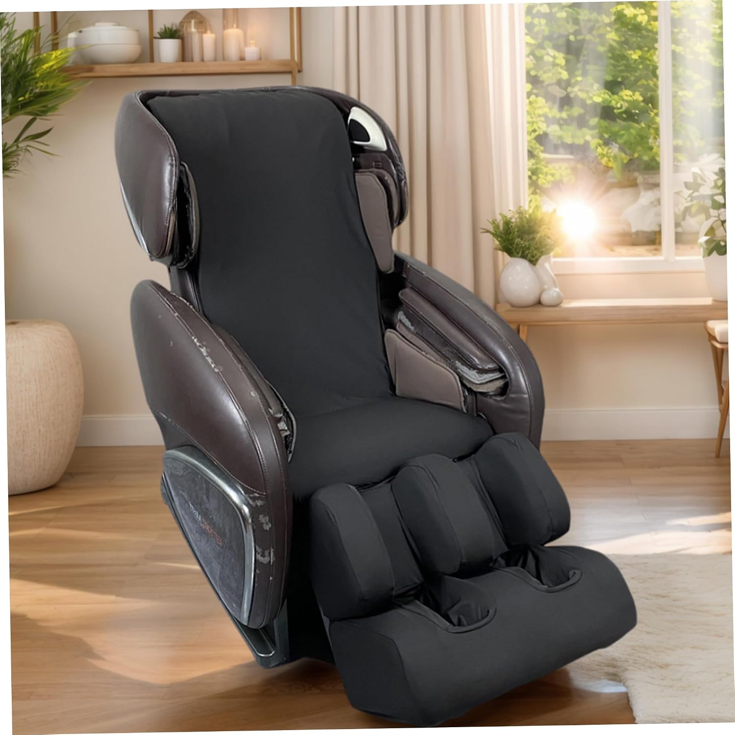 Massage Chair Cover Full Body Massage Chair Cover Protector Washable Stretch Fabric Recliner Dust Protection Covers Black image 2