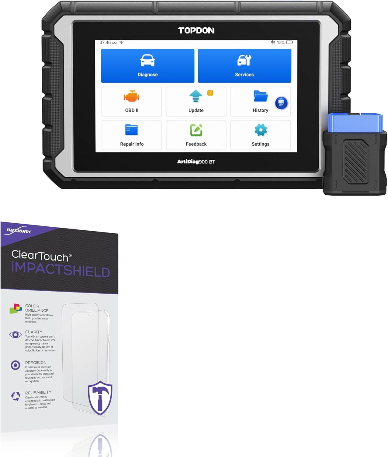 BoxWave Screen Protector Compatible with Topdon Artdiag900BT (7 in) - ClearTouch ImpactShield (2-Pack), Impenetrable Screen Protector Flexible Film