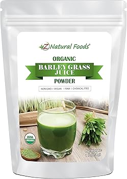 Z Natural Foods Organic Barley Grass Juice Powder - 1 lb - Amazing Green Superfood Perfect for Smoothies, Drinks, Recipes - Rich in Vitamins, Minerals, Antioxidants - Raw, Vegan, Non GMO