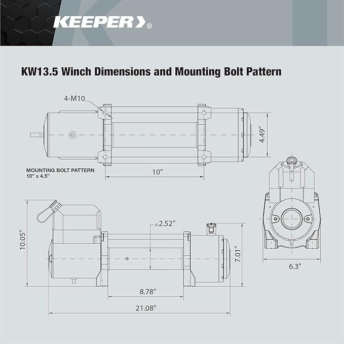 Winche Eléctrico KEEPER 13500 lb 12V DC con Control Remoto Inalámbrico miniatura 6