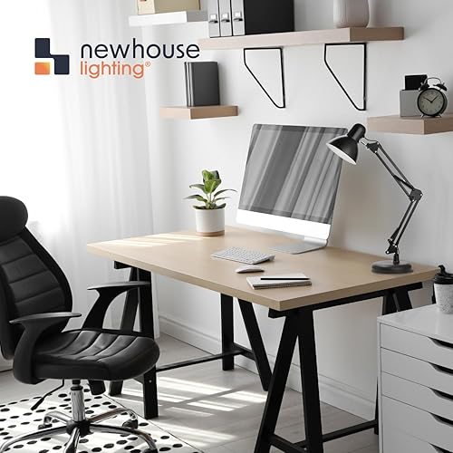 Miniatura 4 de Newhouse Lighting Wright - Lámpara de brazo oscilante de metal negro pintado de 24 pulgadas con base ponderada y abrazadera NHDK-WR-BK, lámpara de