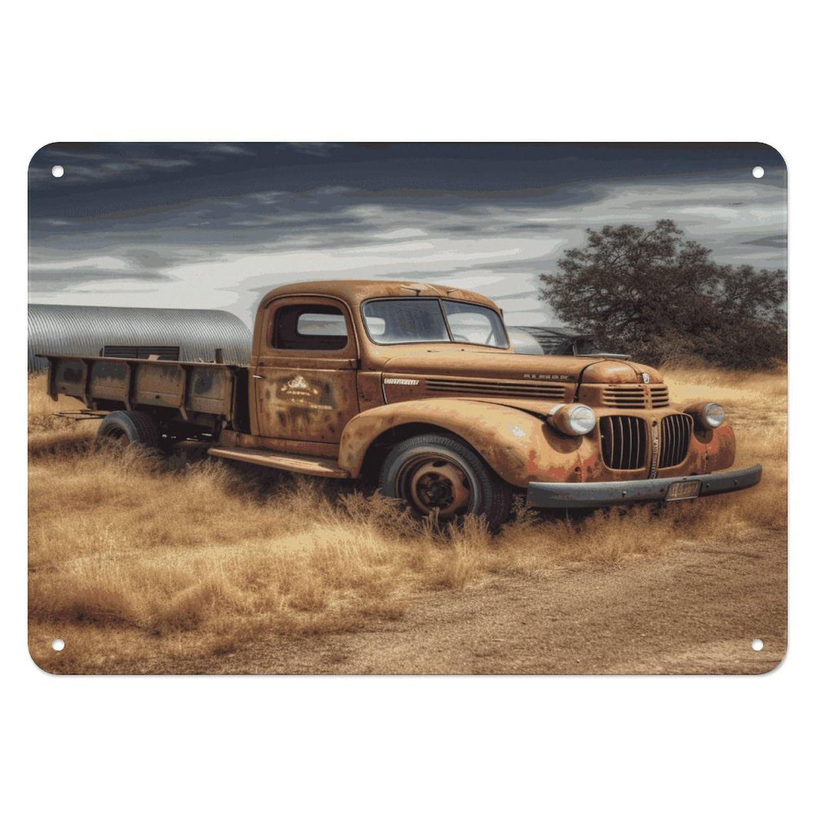 Fekiloot Style Old Truck Car Wall Decor Iron Painting Metal Sign