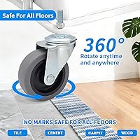 Vista 5 de MySit Ruedas giratorias, vástago roscado de 3 pulgadas, ruedas TPR de 3/8 "-16 x 1-1/2", rueda de goma termoplástica resistente con capacidad