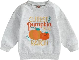Baby Boy Girl Pumpkin Sweatshirt Tops Toddler Halloween Outfit Long Sleeve Crewneck Pullover Sweater Shirt Fall Clothes