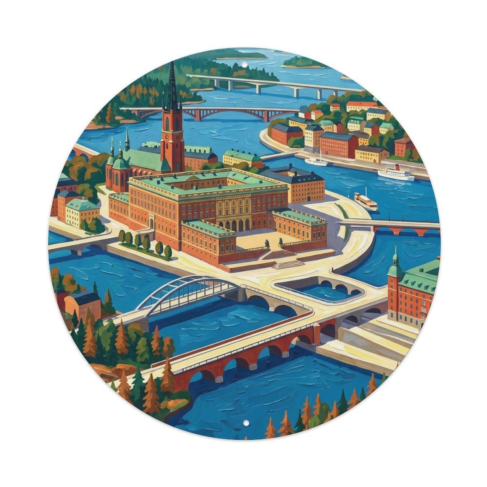 Vintage Travel Stockholm Sweden Fresh Metal Tin Sign
