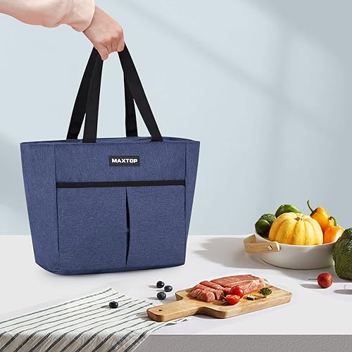 Miniatura 5 de MAXTOP Bolsa de almuerzo para mujer, bolsa térmica aislada, lonchera con bolsillo frontal para oficina, trabajo, picnic, compras