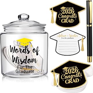 Mimorou 52 Pcs 2026 Graduation Gifts Memory Jar Advice Cards Graduate Party Favors Words of Wisdom Glass Bottle Guest Book Cards with Black Pen Senior School College Graduates Gifts Party Decorations