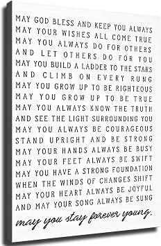 Forever Young Lyrics B&b Dylan Poster Song Lyric Music Poster Oil Art and Wall Painting Printed Posters Modern Home Bedroom Office Men Women Decorative Posters 16x24inch-Framed