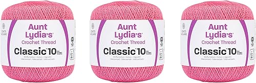 Miniatura 23 de Aunt Lydia Classic Dark Royal Crochet – 3 unidades de 350y/1,049.9 ft – Algodón – Calibre 10 – Crochet Dark Royal,Aqua,Hawái azul,Rojo