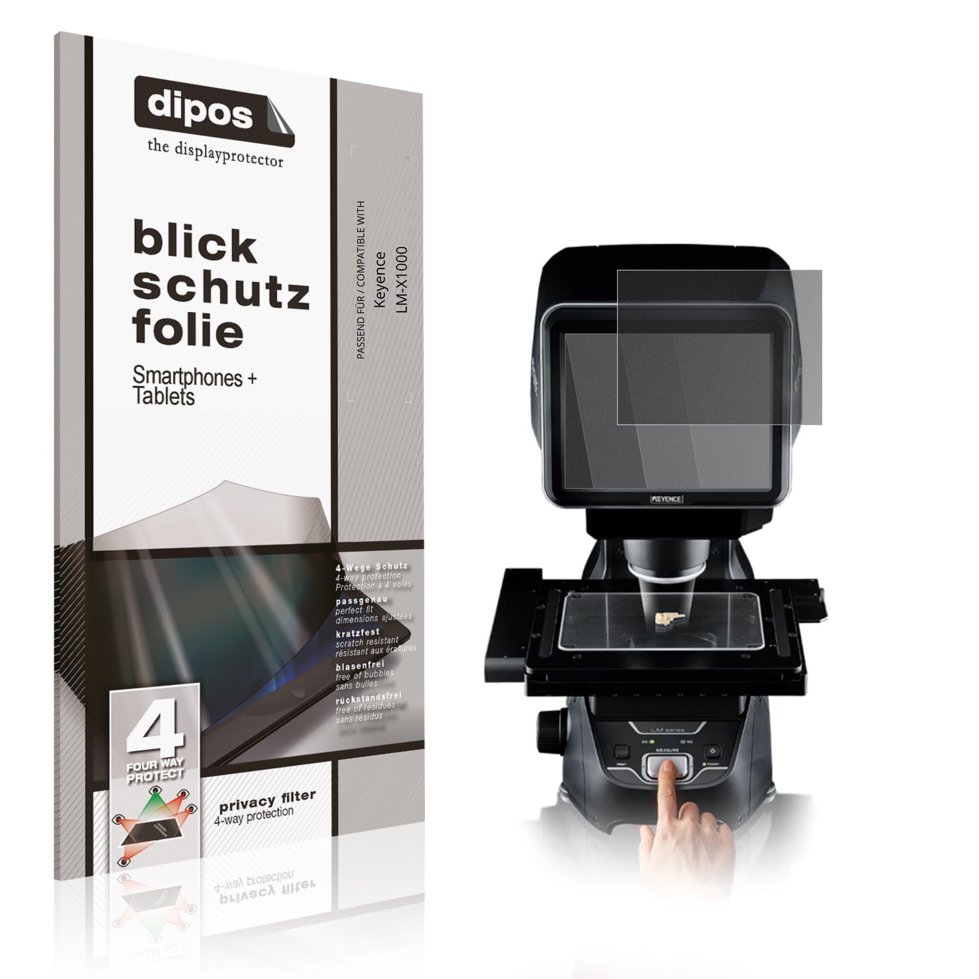 dipos Protector de Pantalla Antiespía para Keyence LM-X1000 | Película protectora mate, filtro de privacidad 4 vías, ajuste perfecto, antiarañazos, sin burbujas, autoadhesivo
