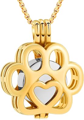 Oinsi Pet Cremation Jewelry For Ashes For Dog/Cat Paw Stainless Steel Memorial Locket Urn Necklace Inside Mini Case Keepsake Cremation Jewelry Women Men