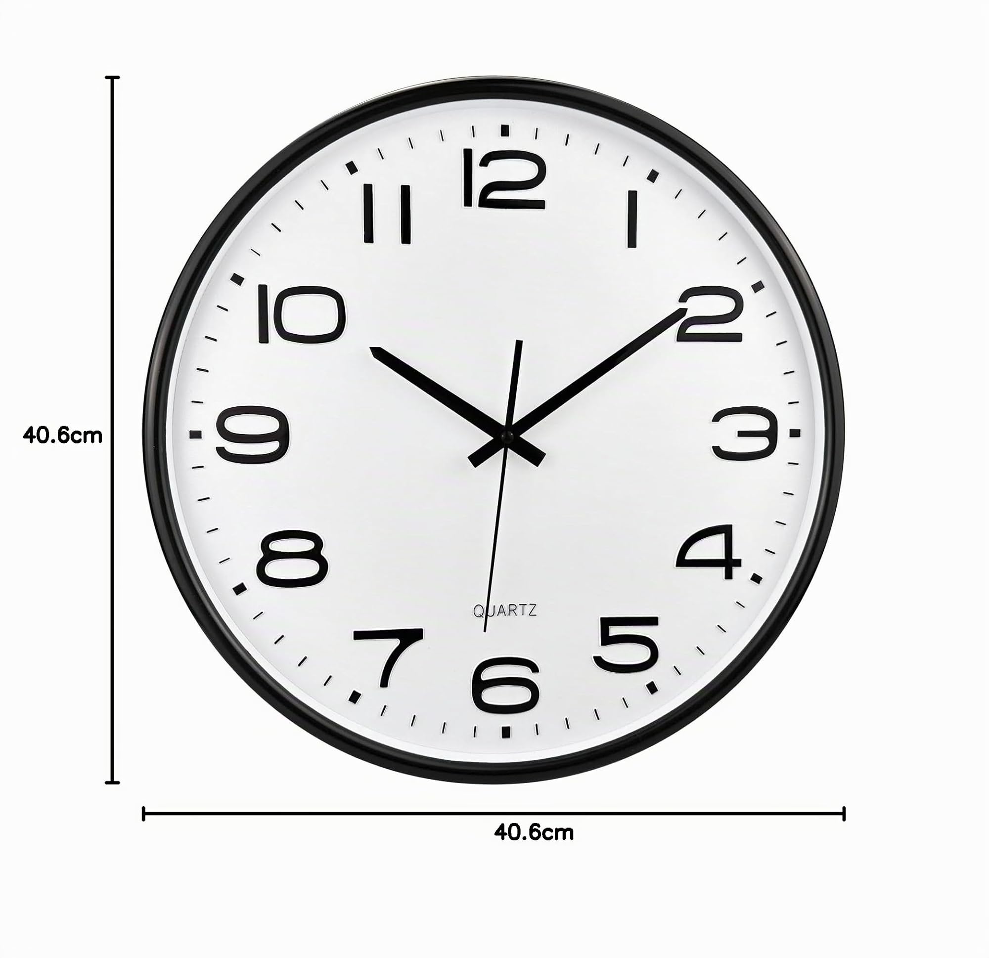 Plumeet Horloge Murale 40.6cm Silencieuse Quartz Moderne Noire
