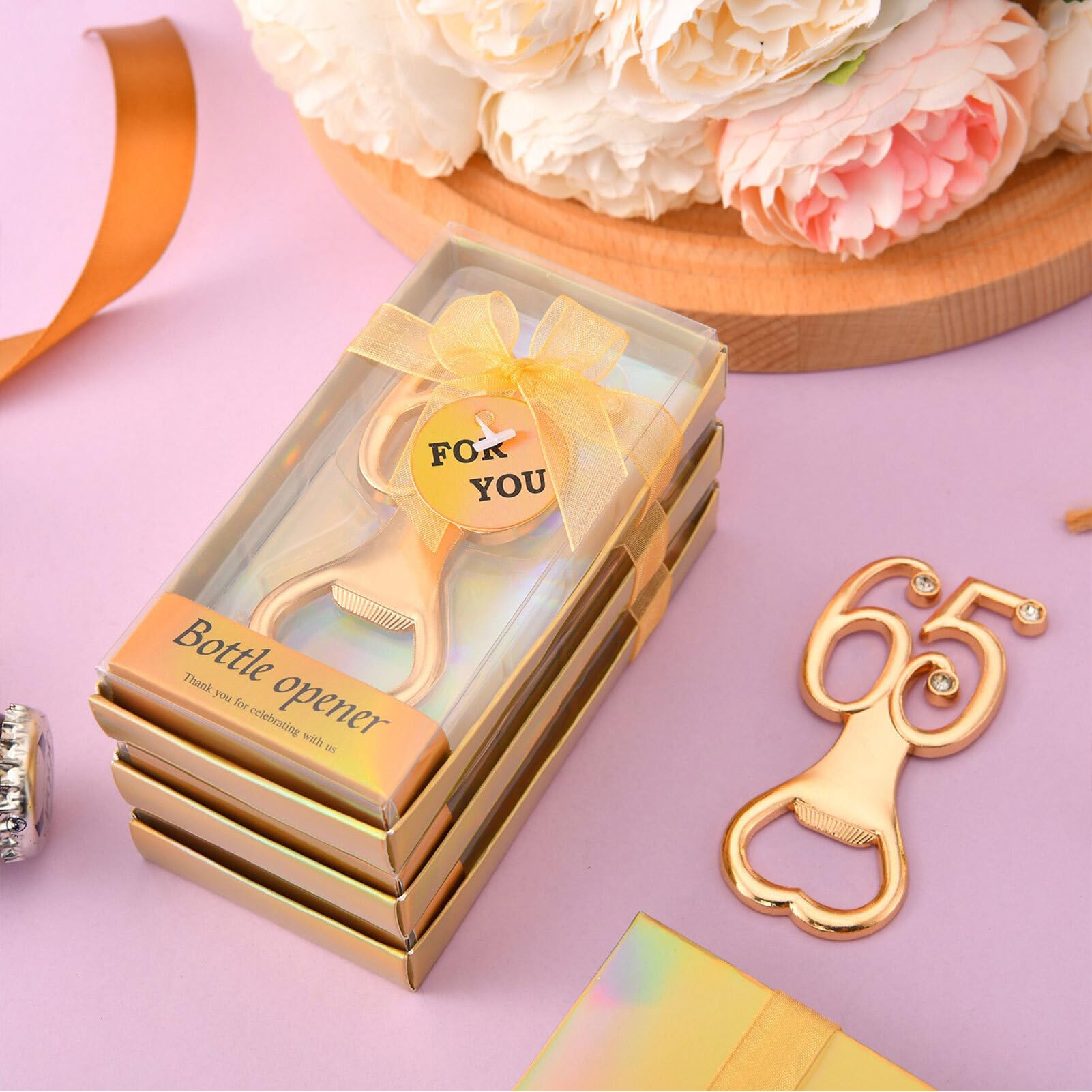Apribottiglie con Numero Creativo, Apribottiglie con Durezza in Lega di Zinco, Apribottiglie per Birra Piatto Resistente, Apribottiglie in Oro Unico per Regalo di Compleanno, Festa,(Figura65-36 pezzi)