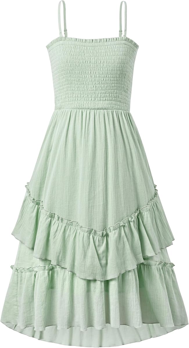 Sunny Spirit Vestido de verano para niñas preadolescentes y adolescentes, vestido de verano maxi bohemio con falda fluida de 2 vías, falda de 5 a 14 años