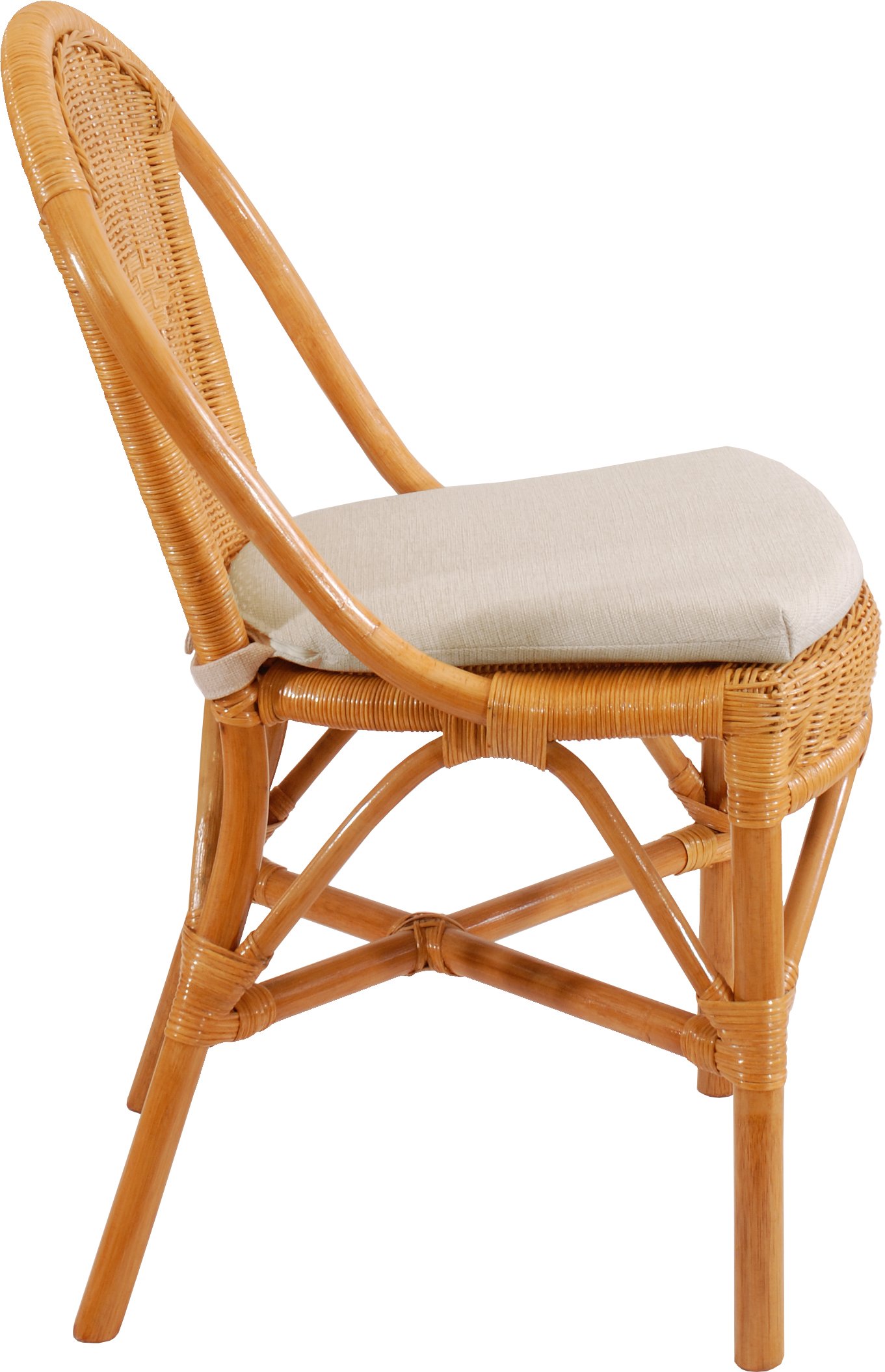 Stacking Rattan Chair Including Seat Cushion in Colour Honey, Natural