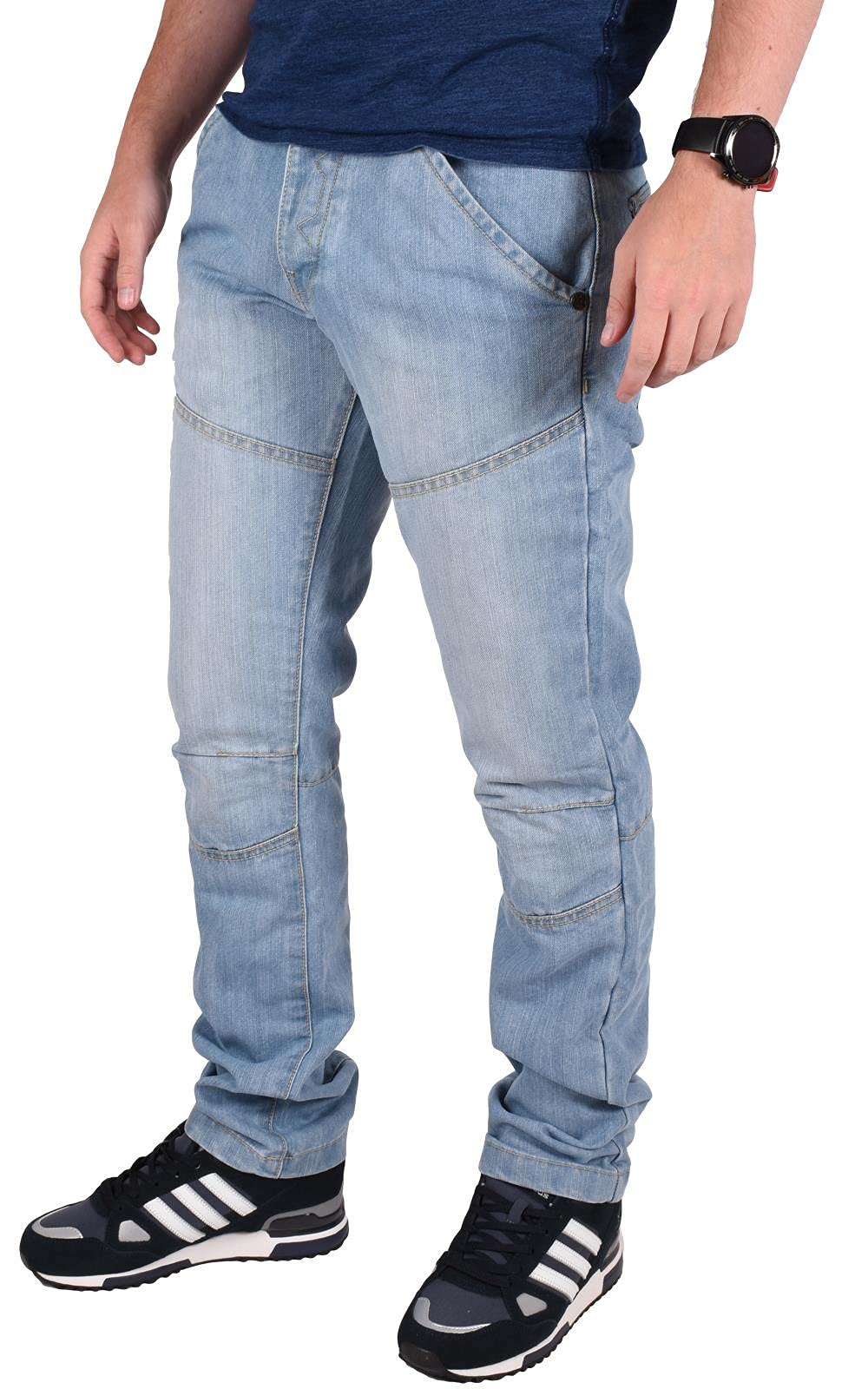 True Face (Light Wash, 36W X 34L) Mens Straight Fit Regular Denim Jeans Blue