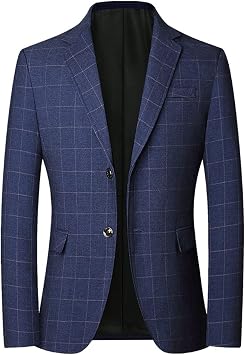 Men's Blazer British's Style Vintage Plaid Blazer Men Casual Slim Fit Suit Jacket Single Button Business Social Blazer