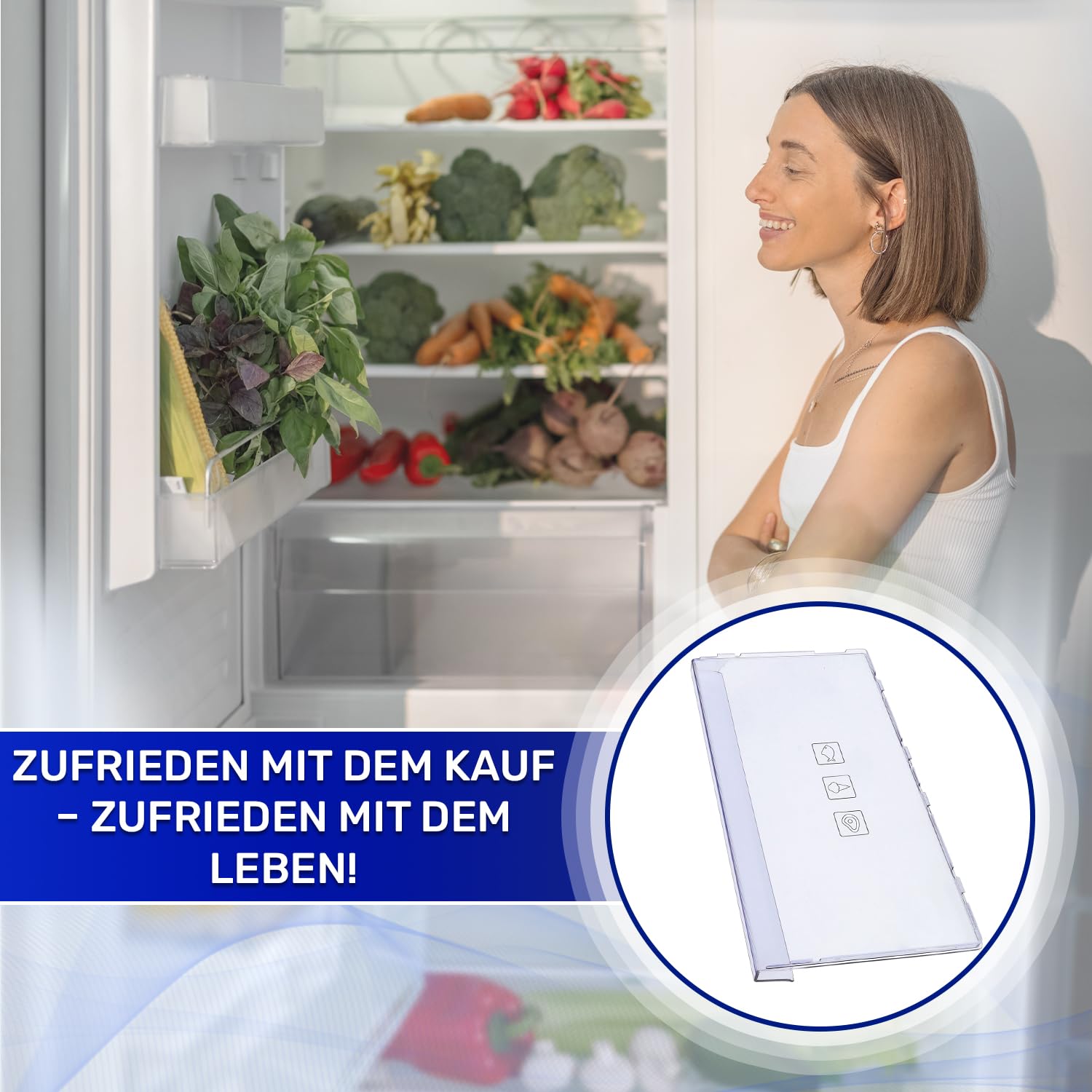 Schubladenfrontplatte Gefrierschrank Kühlschrank 402x150x36 mm mit Original Code 4638250500 4640640200 für Beko für Arçelik C00864528 C00864952 für Whirlpool für Indesit - Garantie 10 Jahre - MONTERAL