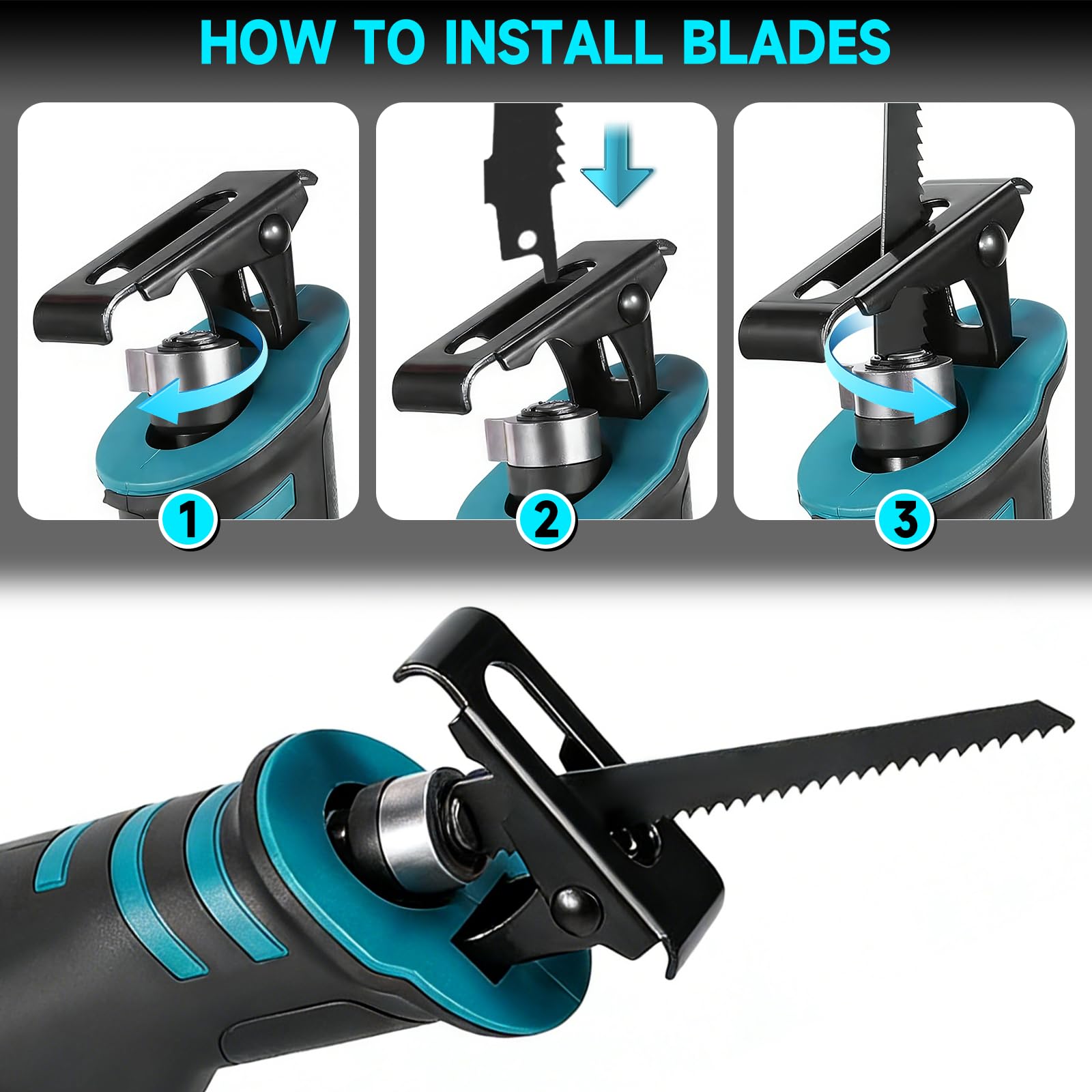 Scie à Os Portable Sans Fil, Moteur Sans Balais, Compatible avec Makita, Scie à Os De Boucher Professionnelle Electrique, Poignée rotative à 180°, pour Viande Porc Poisson(Sans Batterie)