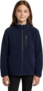 Alan Jones Clothing Girl's Fleece Full-Zip Jacket | Soft, Warm & Lightweight Winter Wear | High Collar with Piping at Hem... Price In India