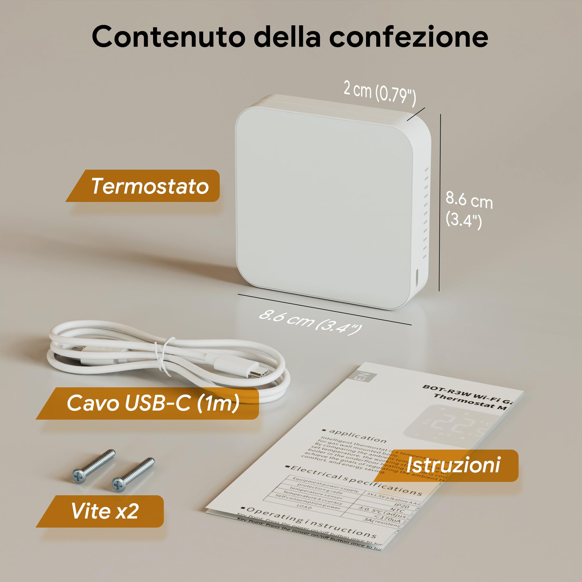Termostato Wifi A Batteria, Termostato Caldaia Smart 2 Fili Cronotermostato Digitale Per Caldaia A Gas, Tuya Thermostat Ambiente Unterstützung Für Google Assistant Und Alexa Bianco
