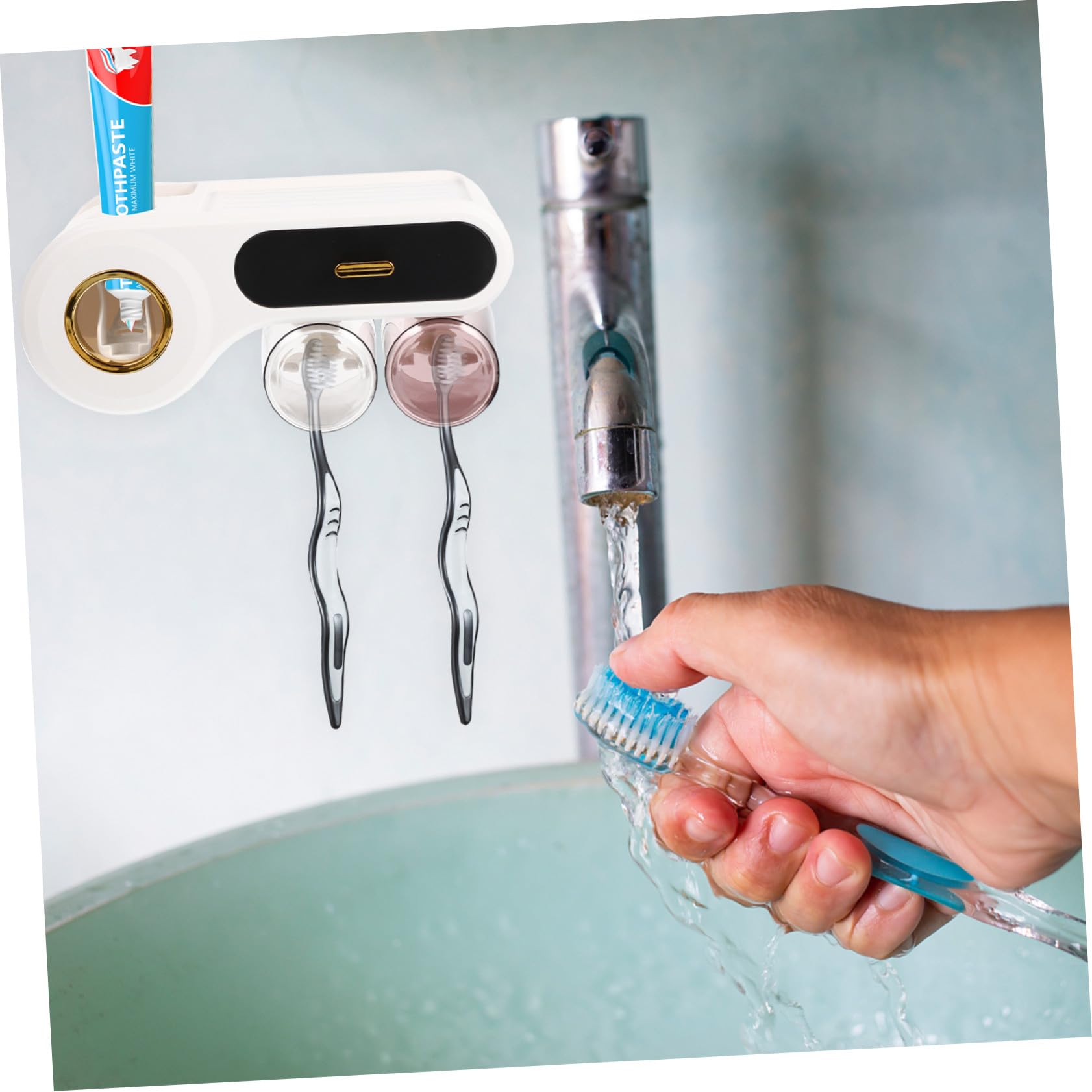 Portacepillos de Dientes de Pared Negro Plástico para Baño