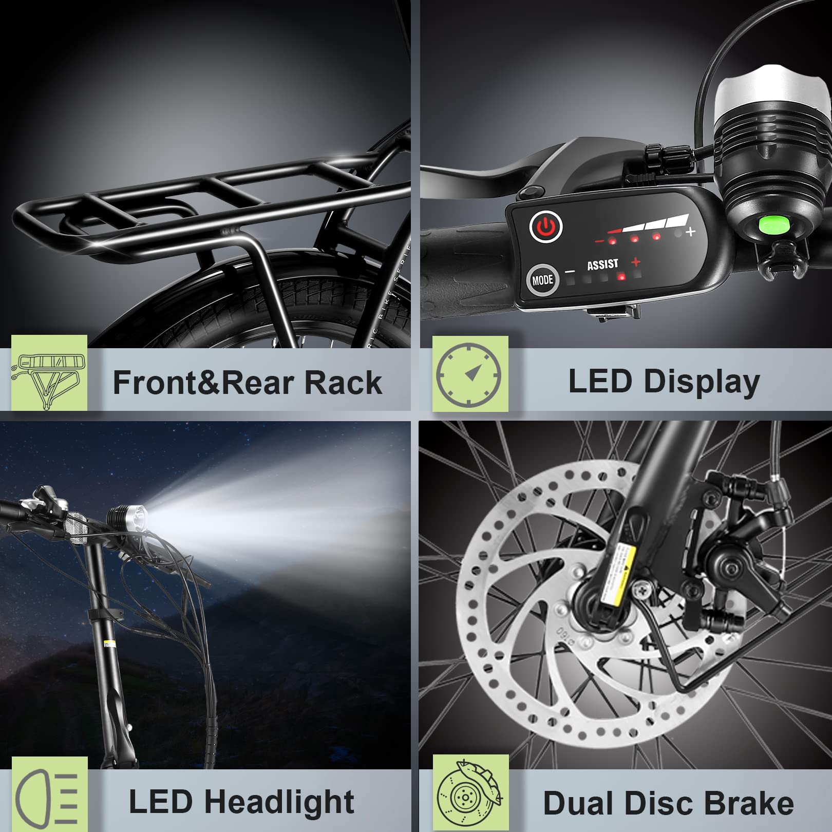 Buy Folding Electric Bike for Adults, 20MPH Electric Mountain Bike, 20