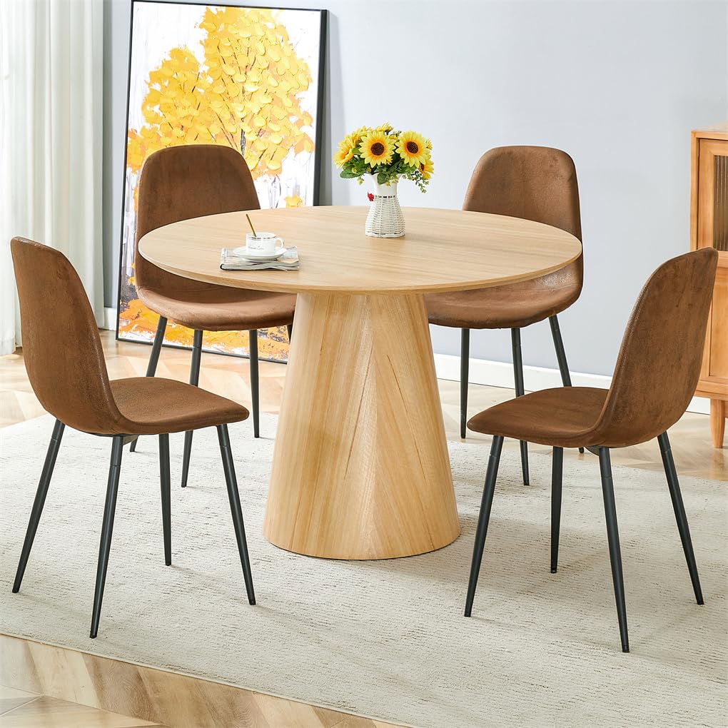Round Dining Table Set for 4, Modern Dining Room Table 47 Inch Round ...