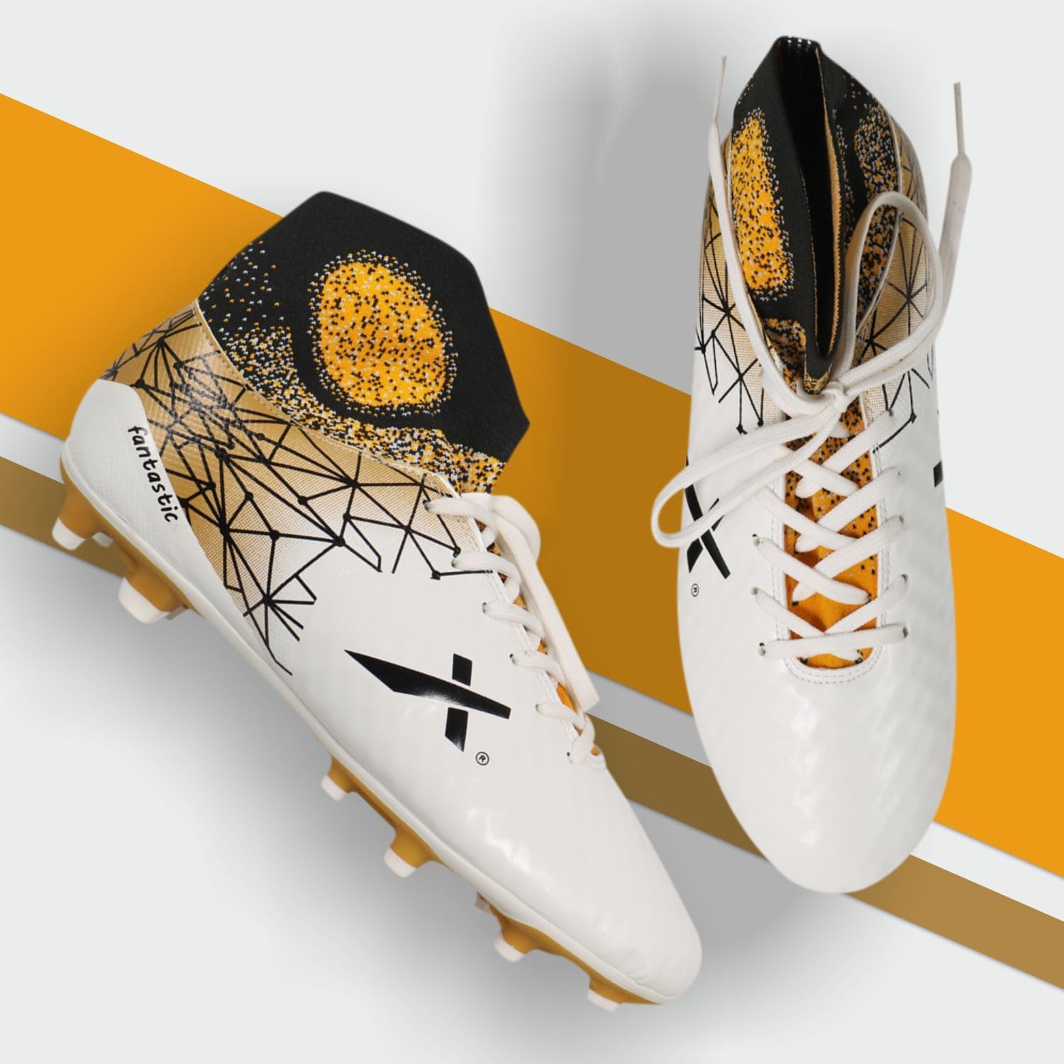 Vector X Fantastic Football Shoes for Men's (Pearl White-Black)