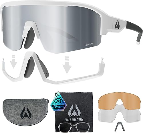 Wildhorn Radke - Lentes de ciclismo MTB, UV400, gafas de sol deportivas de esquí y correr para mujeres y hombres, gafas de béisbol con 3 lentes de