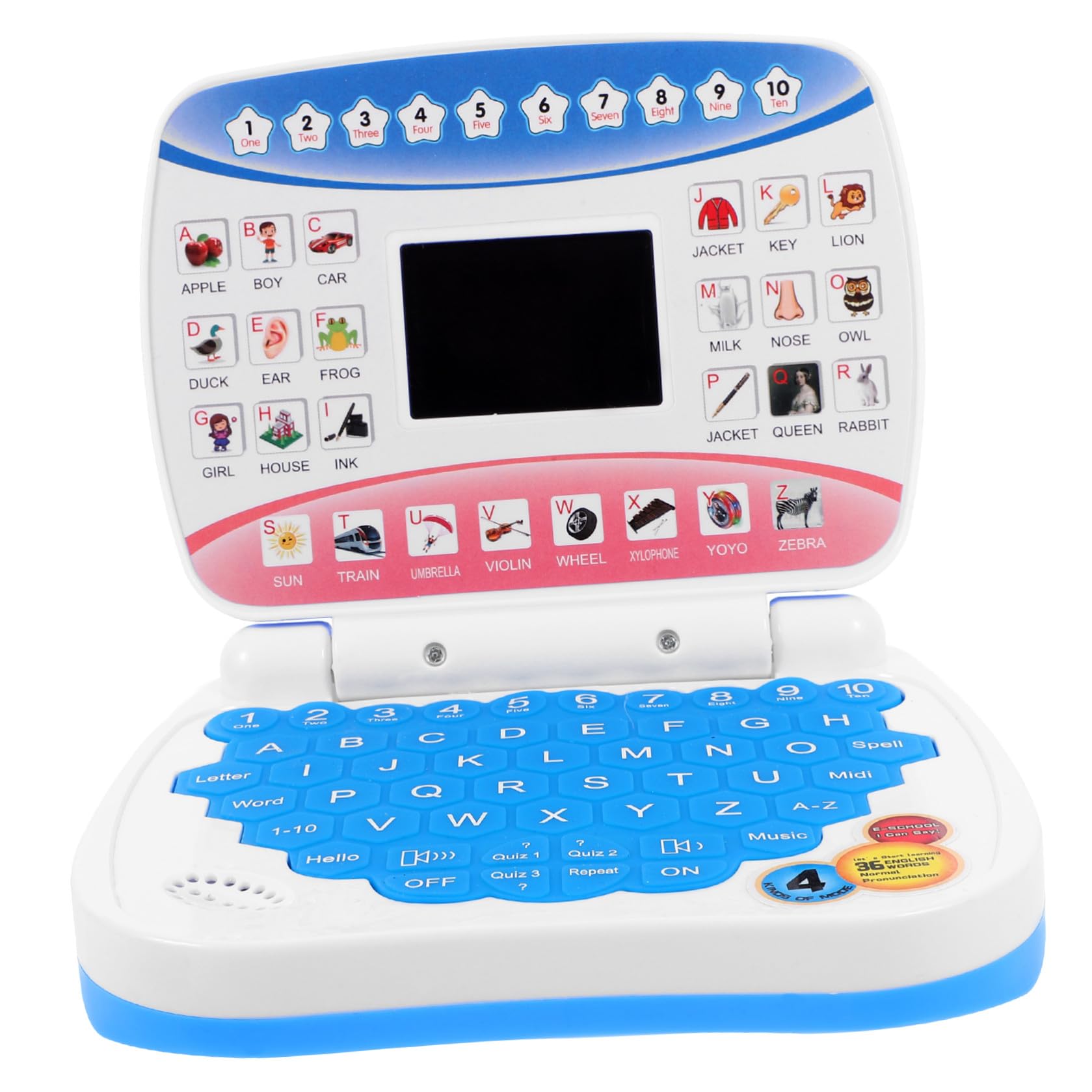 Computer Portatile Istruttivo Bimbo, Mini Simulazione LED Blu | Festa Scuola Decor, Gioco Musicale per Bambini, Batteria 3 X Aa Non Inclusa
