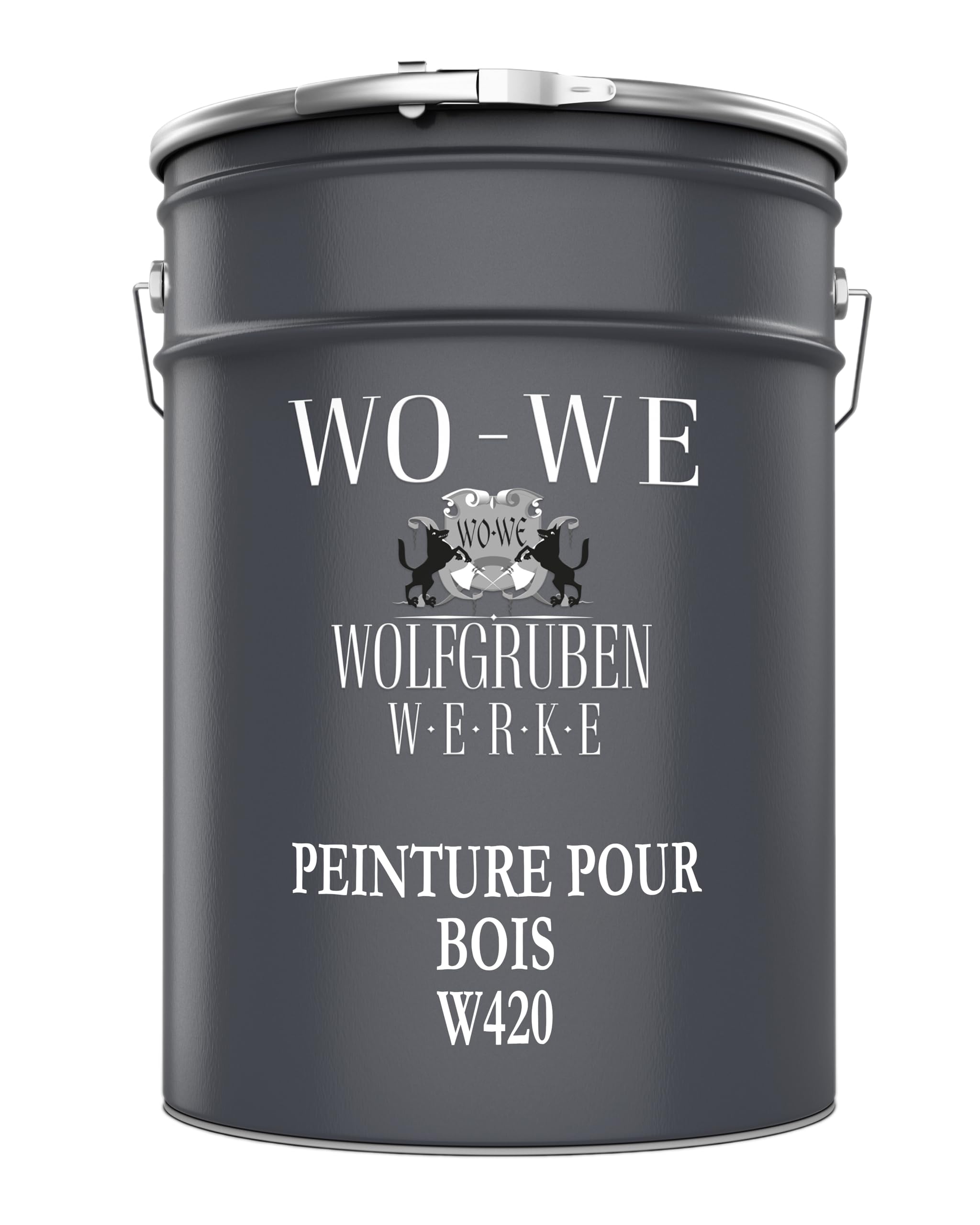 WO-WE Peinture Bois Extérieur Intérieure Gris anthracite sim. RAL 7016 2,5L | Pour Meubles en Bois, Fenêtres & Portes, Clôtures et Abris de Jardin, Faible Odeur, Protection Intempéries, Finition Satinée