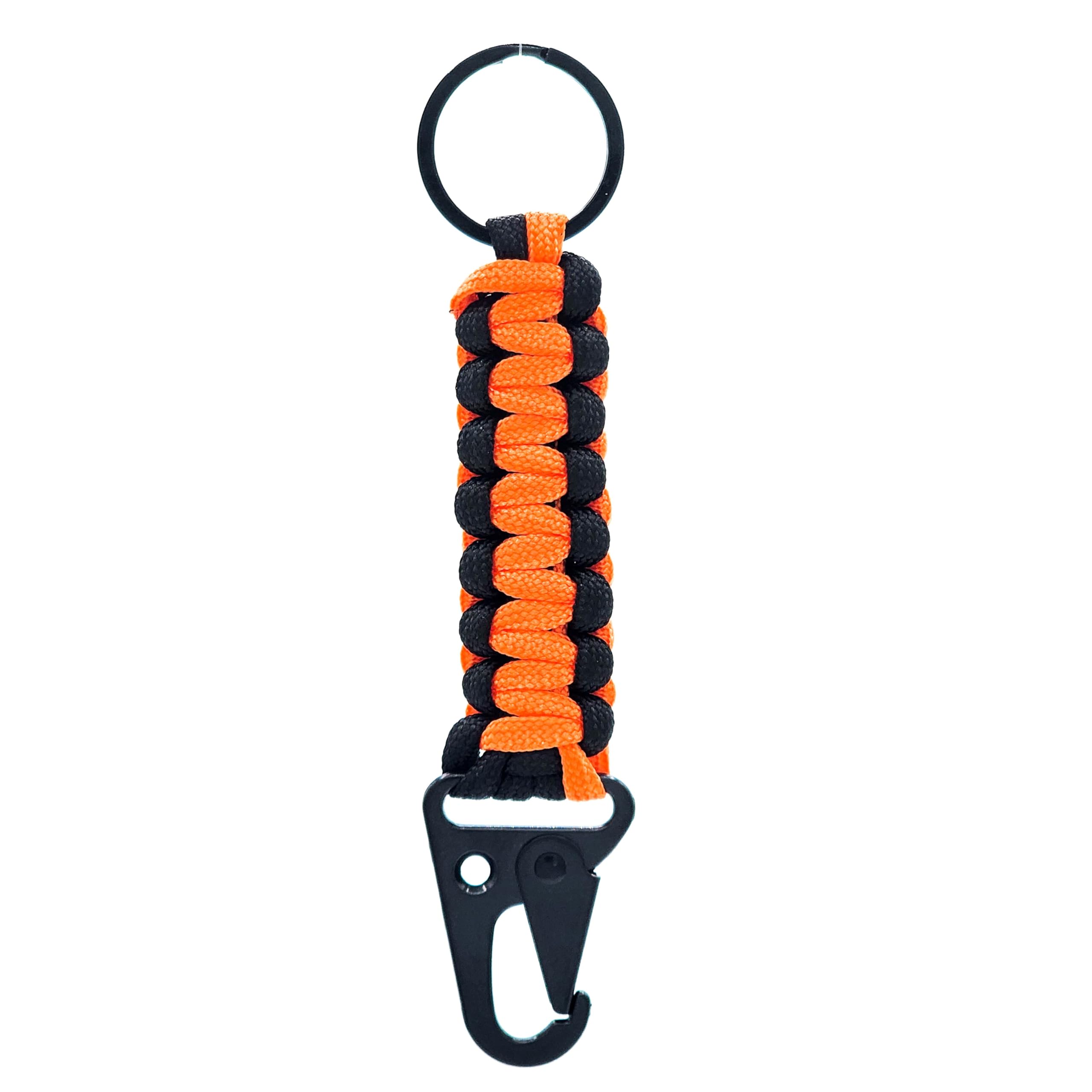 Survival Keychain made from Paracord - Carabiner Clip and Keyring - Outdoor, Emergency, Camping, Hiking, Accessory