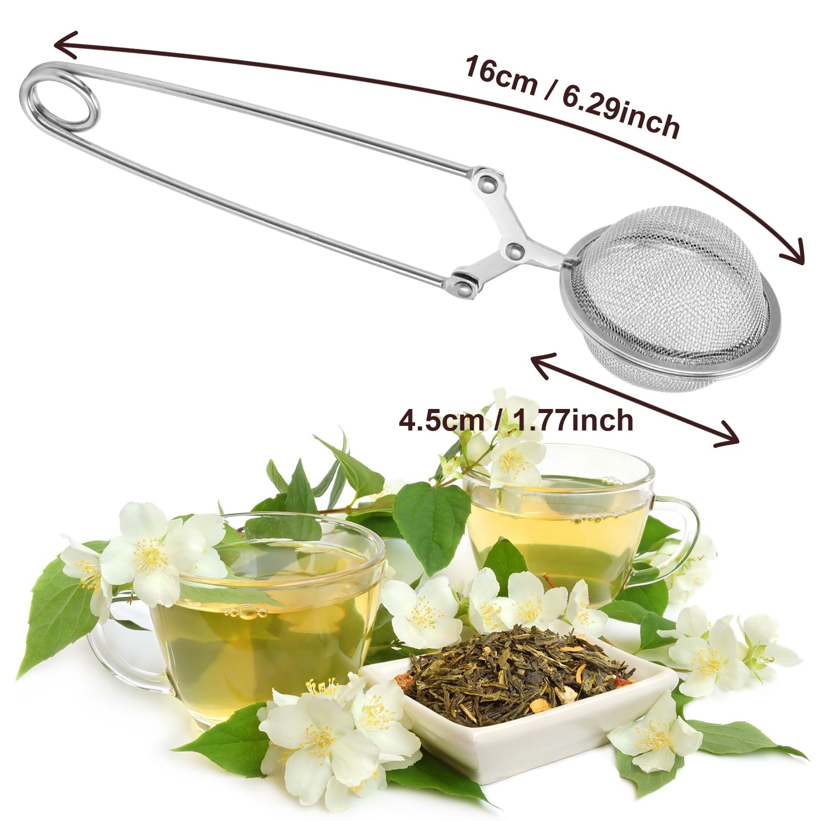 8x Infusore Per Tè, 4 Filtri Per Tè Sfuso, Acciaio Inox, A Sfera Tazze Catena Con Gancio 4 Cm Argento 84663096 - Foto 11