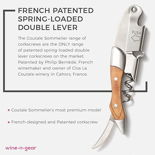 Miniatura 2 de Prestige Waiters - Sacacorchos de acero inoxidable, caja de madera de pino hecha a mano y sostenible, abridor de botellas de vino de doble palanca