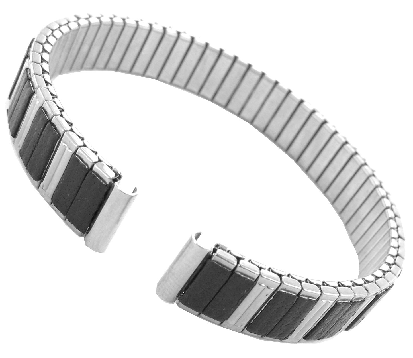 8mm Hirsch Romunda Ladies Expansion Silver Black Tone Watch Band