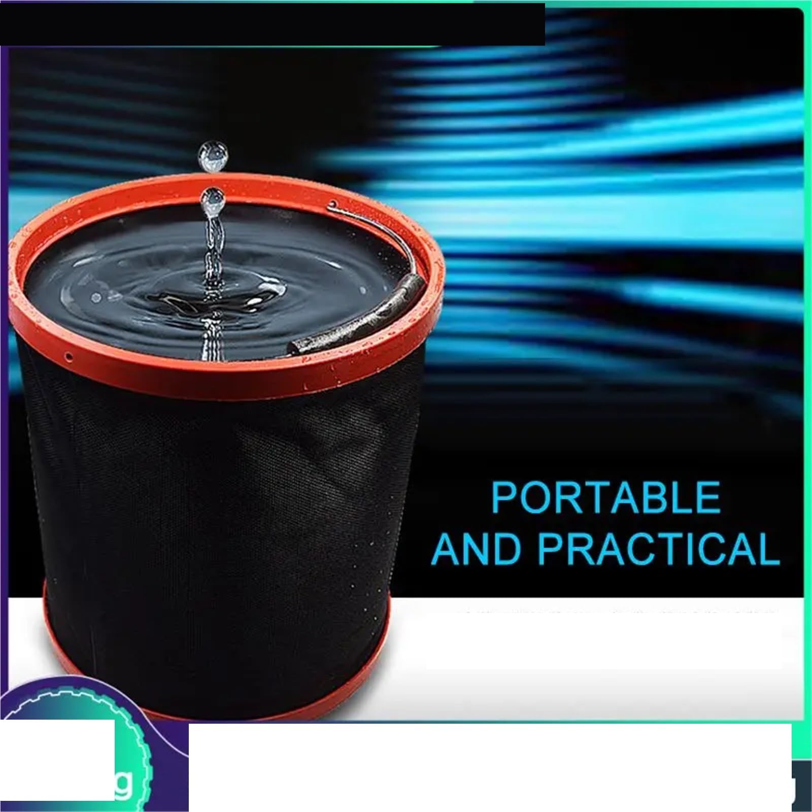 Cubo Plegable de 2 uds, Cubo multifunción for Lavado Coches, Grande, portátil, for Acampar al Aire Libre, Pesca, Accesorios Agua para Lavado Camping(Black)